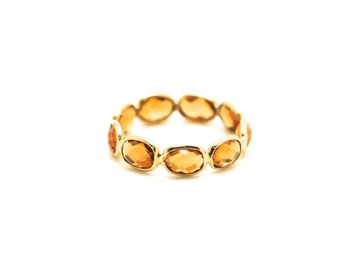 Tresor Collection - Gemstone Stackable Ring Band In 18k Yellow Gold Garnet