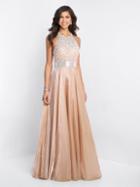 Blush - 11539 Crystal Embellished Halter Evening Gown