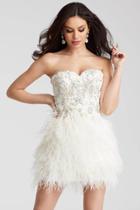 Jovani - 50122 Embellished Sweetheart Feathered Dress