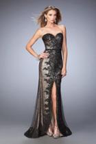 La Femme - 22680 Scintillating Strapless Lace Detail Gown