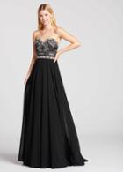 Ellie Wilde - Ew118039 Strapless Embroidered Tribal Chiffon Gown