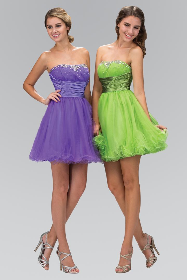 Elizabeth K - Crystal Embellished Pleated Empire Waist Dress Gs1052
