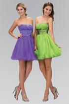 Elizabeth K - Crystal Embellished Pleated Empire Waist Dress Gs1052