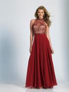 Dave & Johnny - A4747 Embellished High Halter Chiffon Gown