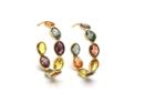 Tresor Collection - 18k Yellow Gold Medium Gemstone Hoop Earrings In Rainbow Moonstone
