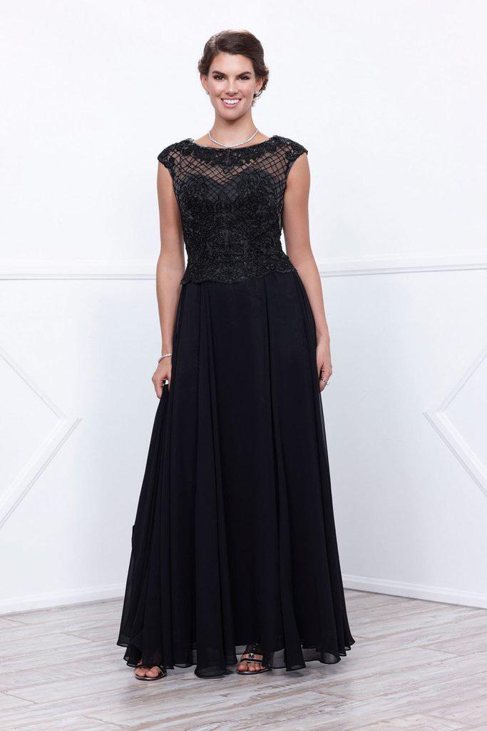Nox Anabel - 5149 Cap Sleeve Illusion Lattice Gown