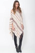 Goddis Poppy Fringe Poncho In Rosewood