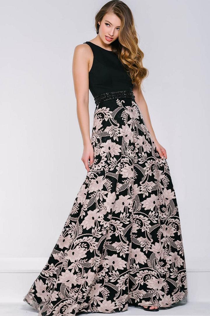Jovani - 39206 Floral Jewel A-line Dress