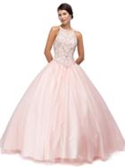 Dancing Queen - Sleeveless Jewel Neck Embellished Bodice Ball Gown 1164