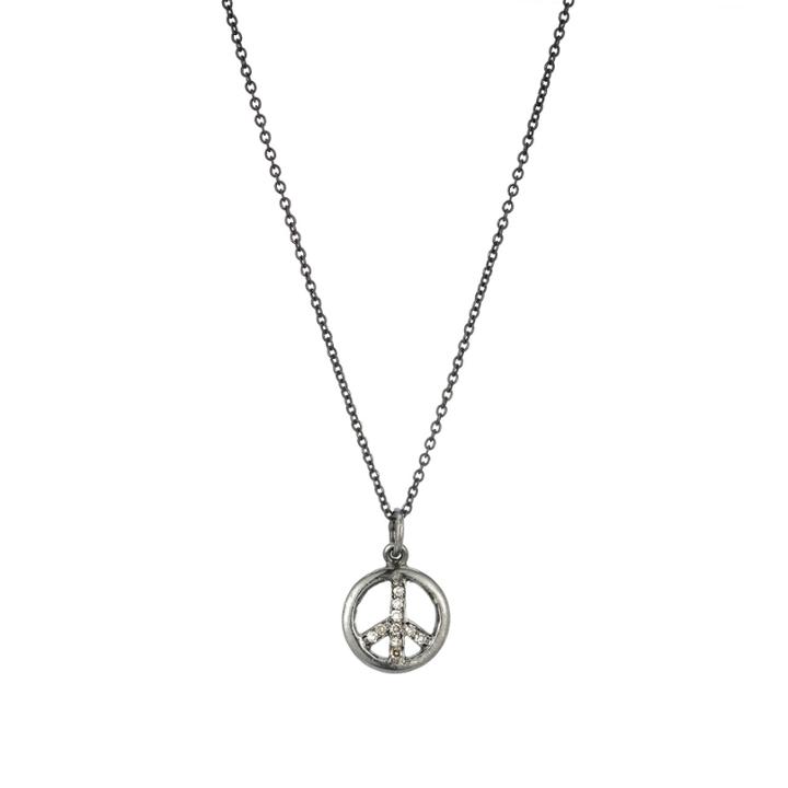 Ashley Schenkein Jewelry - Brooklyn Diamond Peace Sign Necklace