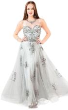 Shail K - Long Lavish Illusion Sweetheart A-line Prom Dress 1122
