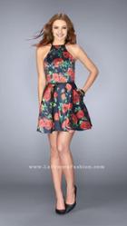 La Femme - Sweet Floral High Neck Short Dress 24620