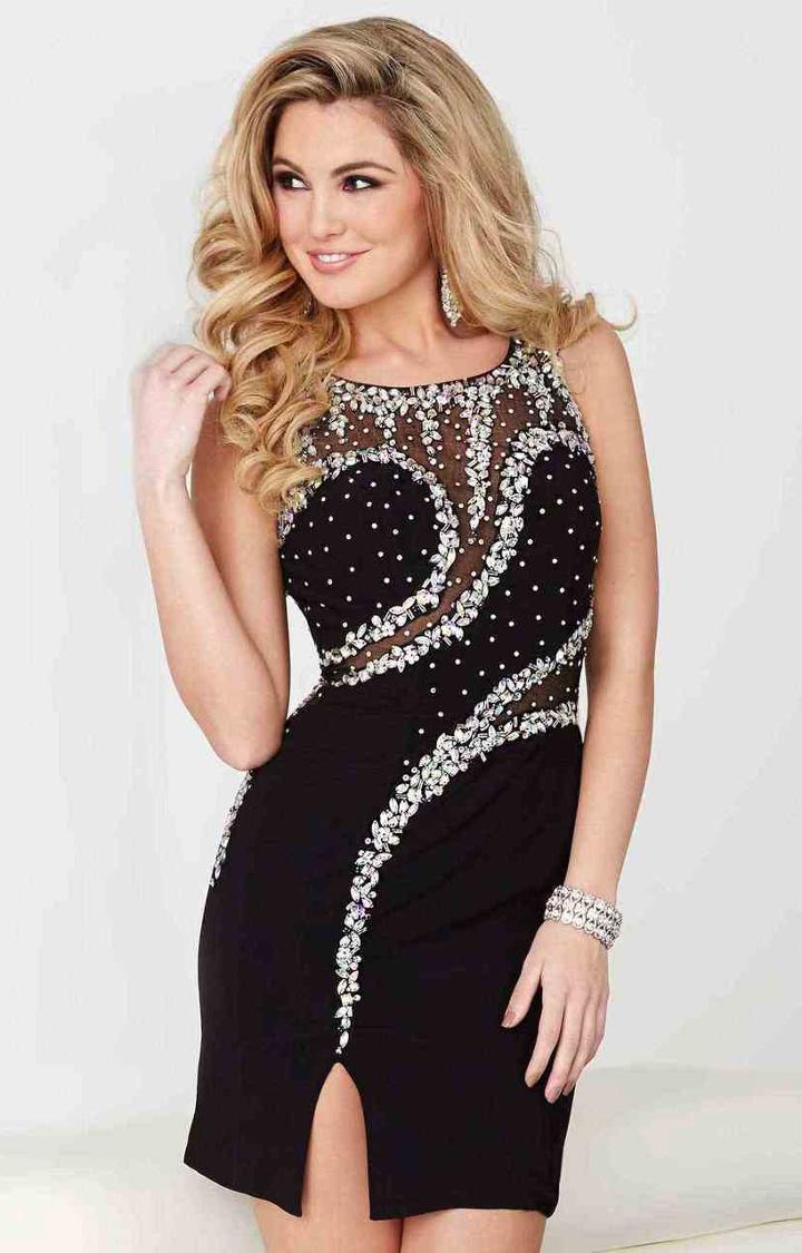 Tiffany Homecoming - 27011 Asymmetrical Beaded Illusion Jersey Dress