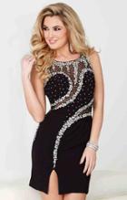 Tiffany Homecoming - 27011 Asymmetrical Beaded Illusion Jersey Dress