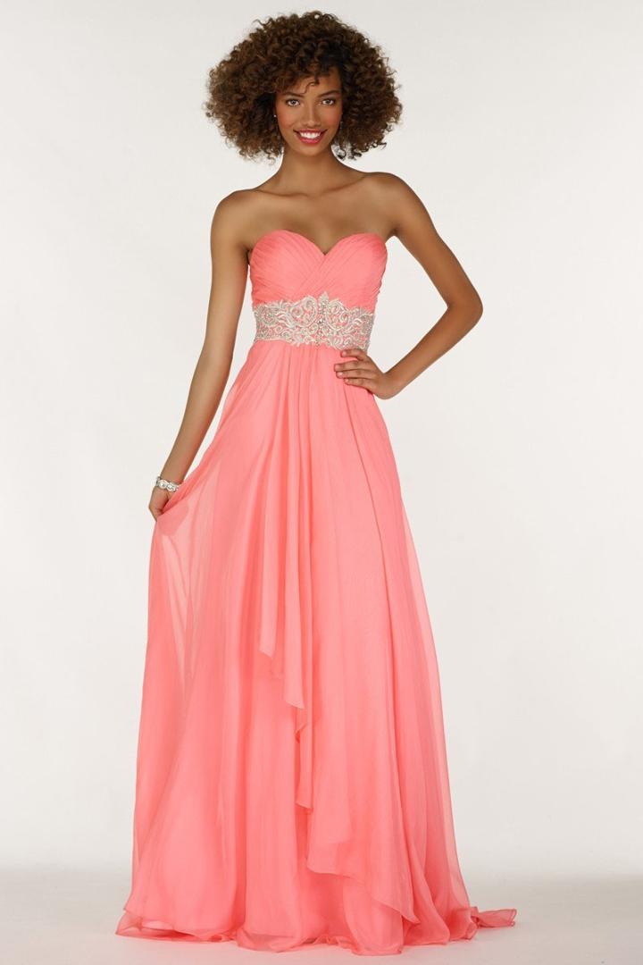 Alyce Paris - 1148 Flowy Chiffon Strapless Tiara Motif Long Gown