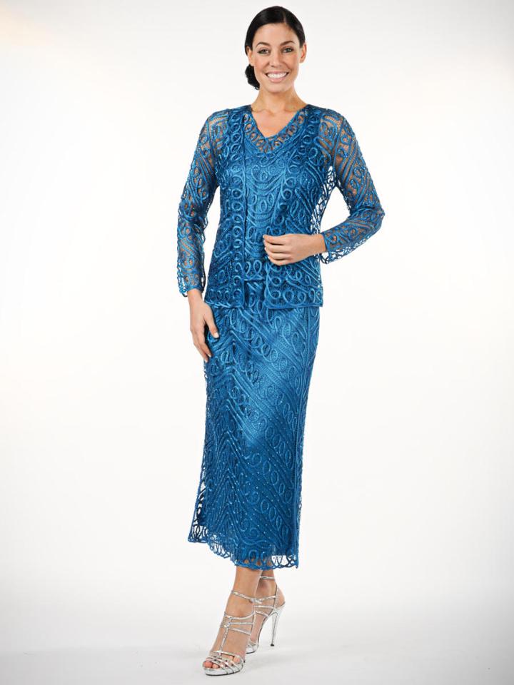 Soulmates - C6184x Queen Three Piece Beaded Silk Lace A-line Skirt Set