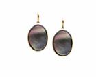 Tresor Collection - Grey Mother Of Pearl Oval Eearrings In 18k Yg