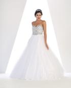 May Queen - Crystal Studded Sweetheart Mesh Ball Gown Lk70