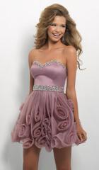 Blush - Strapless Cocktail Dress With Rose Accented Skirt 9668