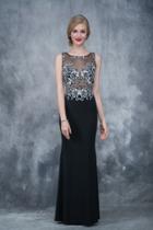 Nina Canacci - 2138 Sheer Floral Embellished Fitted Gown