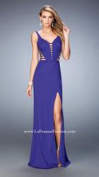 La Femme - Long Jersey Prom Dress With Side Slit 22245