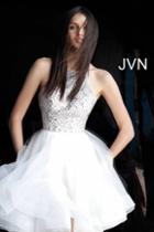 Jovani - Jvn64115 Embellished Halter Mesh A-line Dress