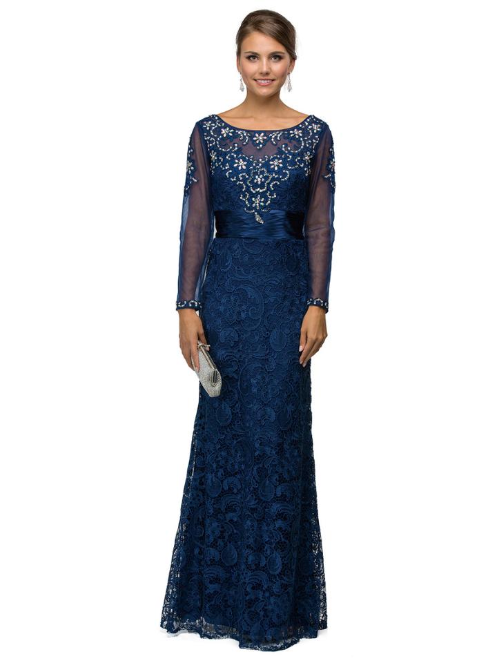 Finely Jeweled Illusion A-line Long Dress