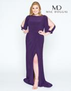 Mac Duggal - 67609f Bead Embroidered Bateau Sheath Dress With Train