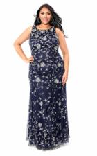 Kurves By Kimi - Sleeveless With Shimmering Vines Evening Dress 71153