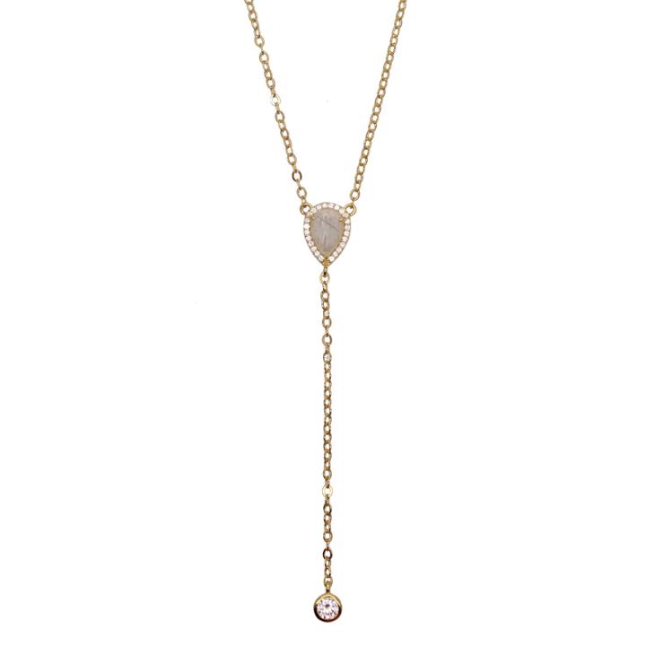 Rachael Ryen - Teardrop Pave Lariat Necklace Moonstone