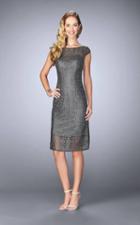 La Femme - 24905 Beaded Lace Knee Length Dress