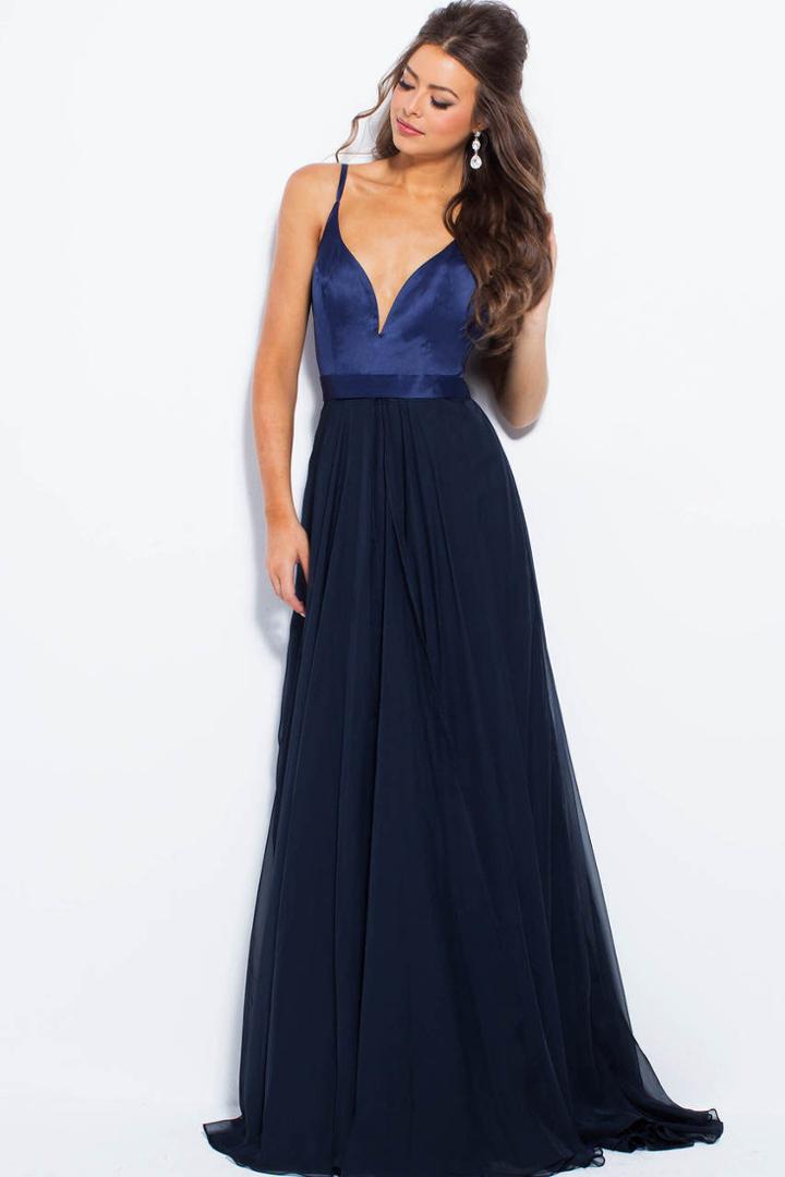 Jovani - Jvn51181 Sleeveless Satin Bodice A-line Gown