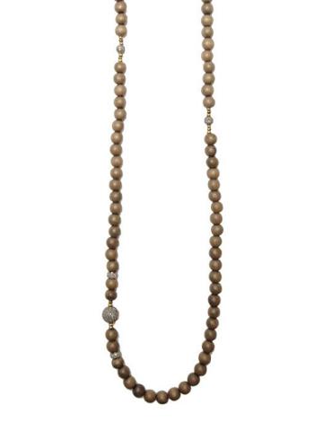 Heather Gardner - African Wood Bead Diamond Necklace