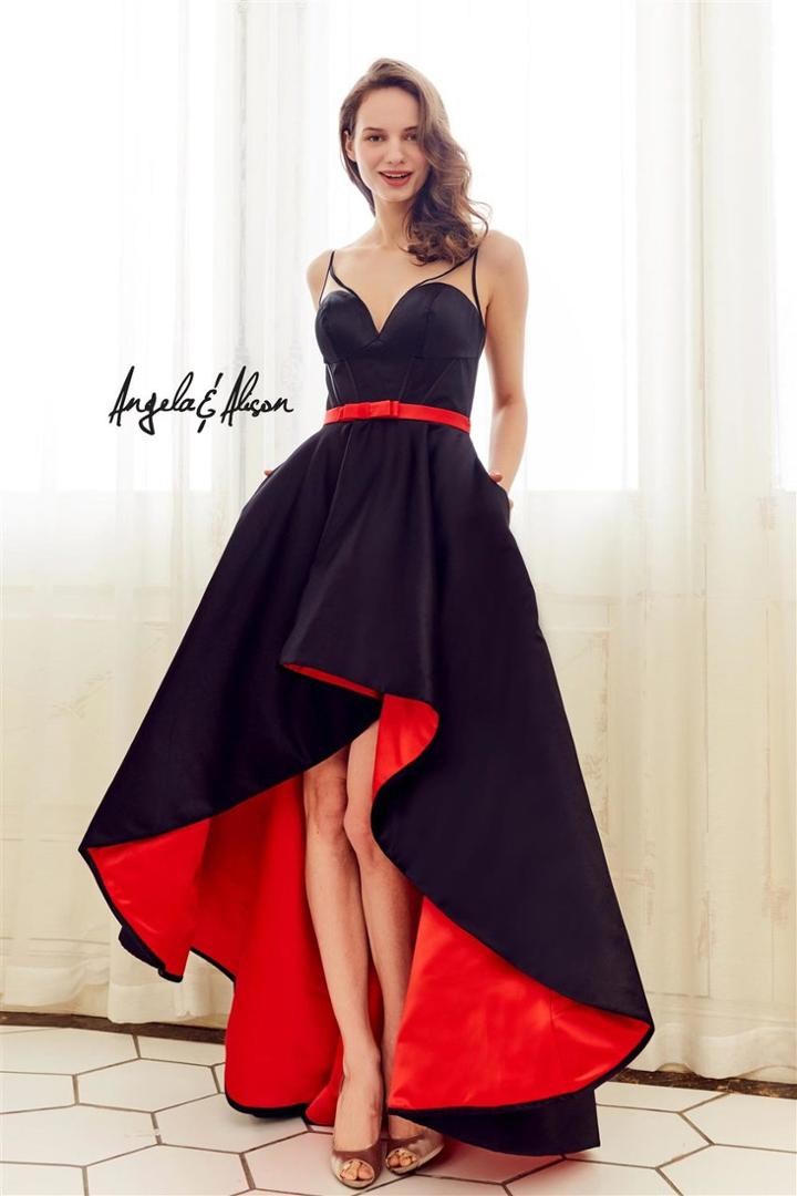 Angela And Alison - 72058 Fitted Bowed High Low Dress