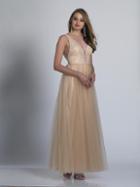 Dave & Johnny - A6576 Embellished Deep V-neck A-line Gown