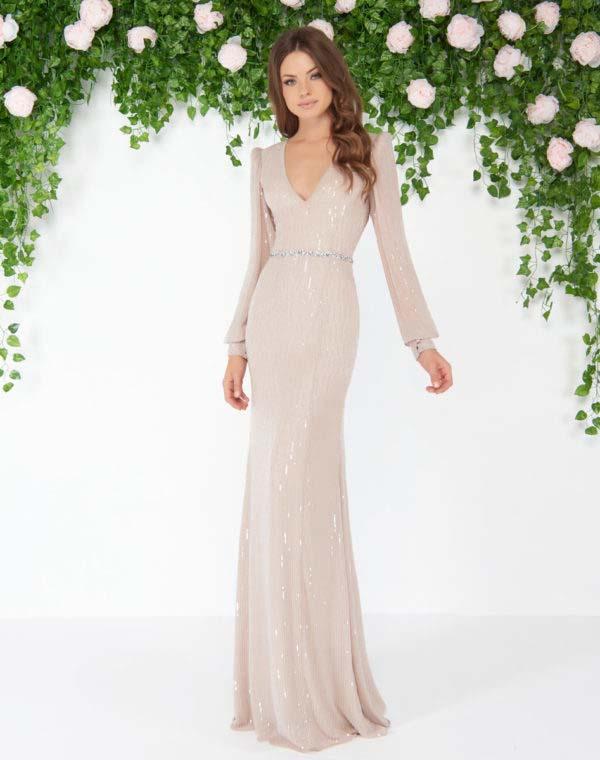 Mac Duggal - 4610d Sequined V-neck Sheath Dress