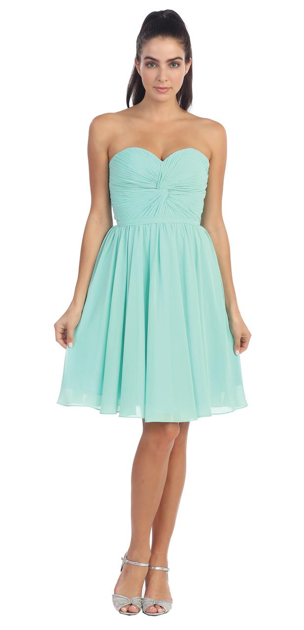 Strapless Twisted Ruched Bodice Cocktail Dress