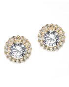 Cz By Kenneth Jay Lane - Classic Pave Round Pierced Gold Plated Stud Earring