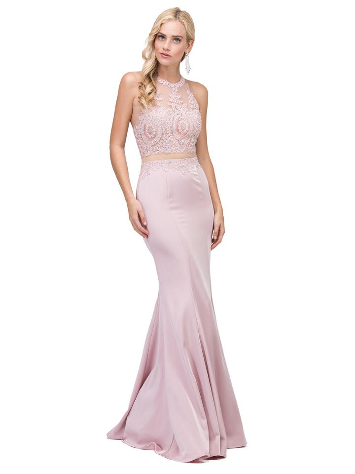 Dancing Queen - Embellished Illusion Halter Sheath Dress