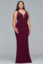 Faviana - 9432 Lace V-neck Sheath Dress
