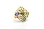 Tresor Collection - Multicolor Stone & Diamond Ring In 18k Yellow Gold Style 5