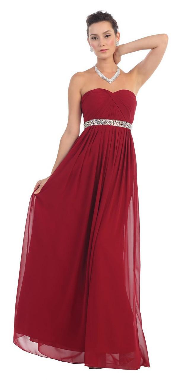 May Queen - Mq-1169 Strapless Bejeweled A-line Gown