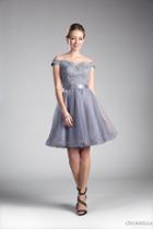 Cinderella Divine - Embellished Lace Off-shoulder A-line Dress