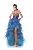 Cinderella Divine - Bejeweled Strapless Ruffled High Low Dress