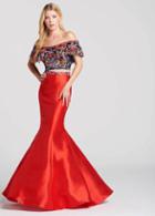 Ellie Wilde - Ew118025 Festive Embroidered Off Shoulder Two-piece Gown