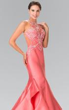 Elizabeth K - Beaded Halter Ruffled Mermaid Gown Gl2357
