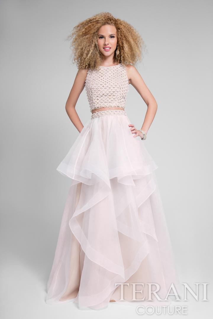 Terani Prom - Crochet-inspired Bateau Neck Two-piece A-line Dress 1711p2688