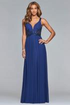 Faviana - 10102 Beaded Plunging V Neck Chiffon Dress