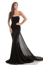 Johnathan Kayne - 8231 Gold Beaded Stretch Velvet Mermaid Dress