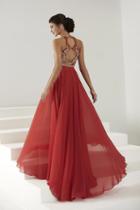 Tiffany Homecoming - Divinely Beaded Halter Silky Chiffon Long Gown 16166